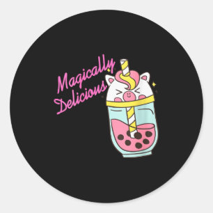 Frauen Magisch Köstliches Einhorn Boba Kawaii Bub Runder Aufkleber