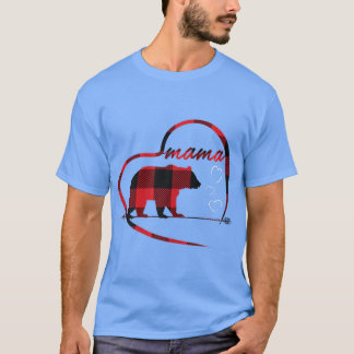 Frauen Mama Bear Buffalo Karierter Kurzschläfchen T-Shirt