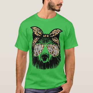 Frauen Mama Bear Leopard Bandana Sonnenbrille Mutt T-Shirt
