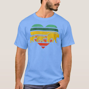 Frauen Mama Bear zwei Cubs Retro Herz Mütter Tag T-Shirt