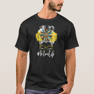 Frauen Mama Leben gebleicht Mama Leben Sonnenblume T-Shirt