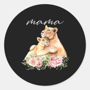 Frauen Mama Lioness Shirt Junge Mutter Löwe Mommy Runder Aufkleber