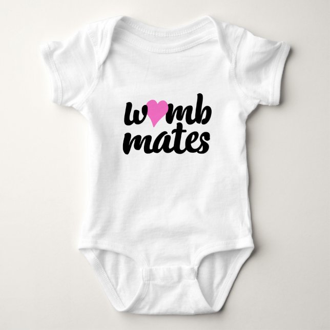 Frauen Mates Pink Heart Twins Bodysuit Baby Strampler (Vorderseite)