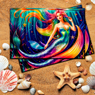 Frauen Meerjungfrau Sterne Bright Beautiful Sea My Postkarte