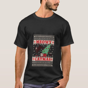 Frauen Meowy Catmas Lustige Katze Weihnachten Katz T-Shirt