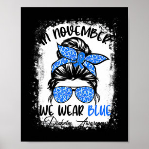 Frauen Messy Bun Haare Diabetes Bewusstsein Poster