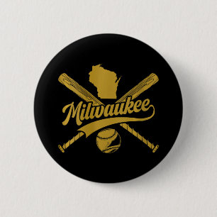Frauen Milwaukee Baseball Fan V-Nacken Button