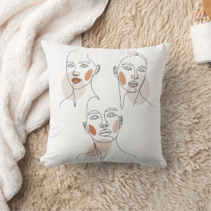 Frauen Minimalistische Linienkunst Gesichter Kissen