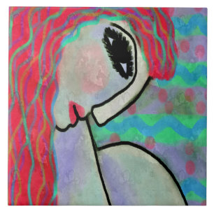 Frauen mit Abstraktem Digitalbild in der Rothaare Fliese