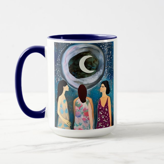 Frauen mit Blick auf die Mondkunst Tasse (Links)