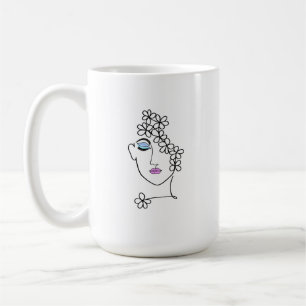 Frauen mit Blume Linie Art Kaffeetasse