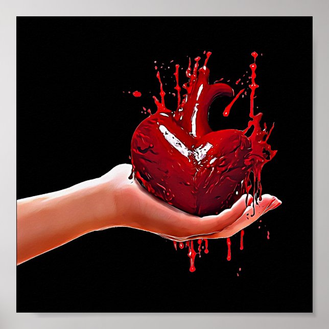 Frauen mit blutiger Herzklopfen Kunst Poster (Vorne)