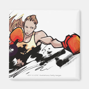 Frauen mit Boxhandschuh Magnet