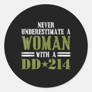 Frauen mit DD-214 Veteranen Tag Geschenk Shirt Runder Aufkleber