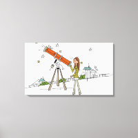 Frauen mit einem Astronomie-Teleskop