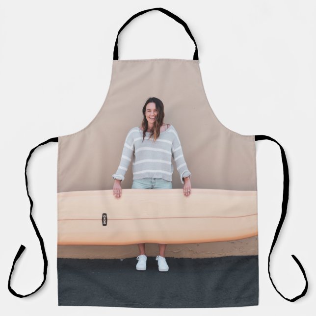Frauen mit grauem und weißem Streifen, lang Ärmeln Schürze (Vorderseite)