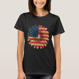 Frauen mit Lässiger Blume - Amerikanische Flaggen  T-Shirt