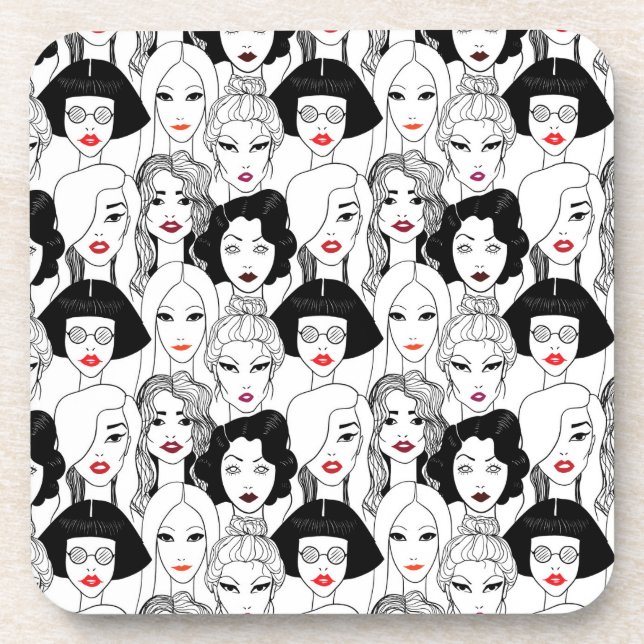 Frauen mit Lippenstift-Muster Getränkeuntersetzer (Vorderseite)