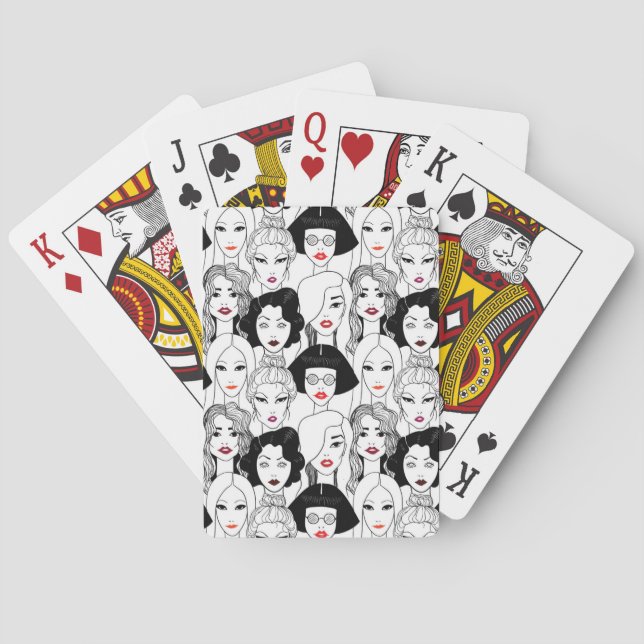 Frauen mit Lipstick-Muster Spielkarten (Rückseite)
