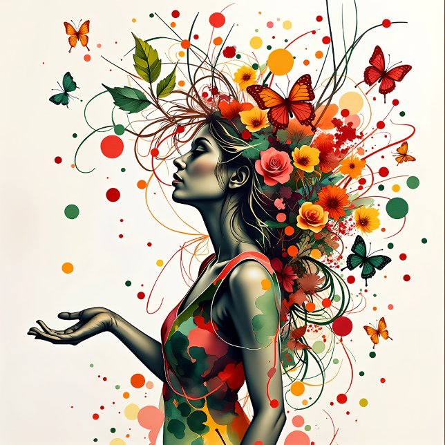 Frauen mit Schmetterlingen und Blume (1 von 4) Fotodruck (Von Creator hochgeladen)