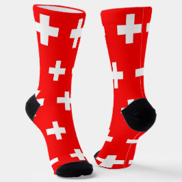 Frauen mit Schweizer Flagge Socken