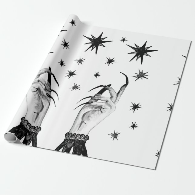 Frauen mit Sternenhimmel, Hexenhand mit Geschenkpapier (Ungerollt)