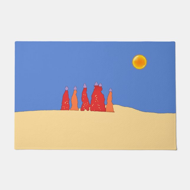 Frauen mit Wasser in der Thar-Wüste - Rajasthan Fußmatte (Vorderseite)