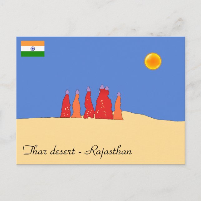 Frauen mit Wasser in der Thar-Wüste - Rajasthan Postkarte (Vorderseite)