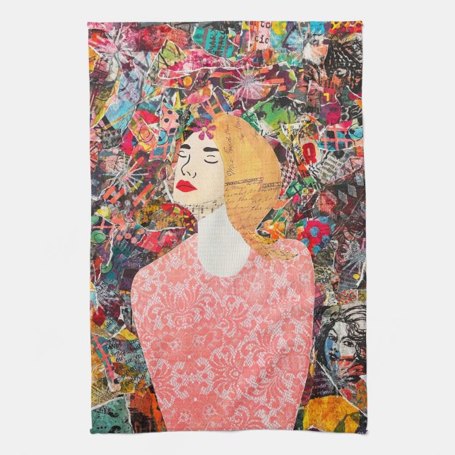 Frauen Mixed Media Inspiration Kunstküche Handtuch (Vertikal)