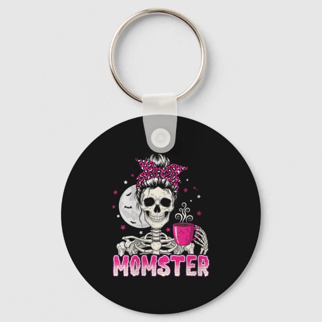 Frauen Momster Skull Mama Kaffee Lover Halloween M Schlüsselanhänger (Vorderseite)