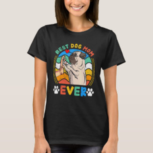 Frauen Mops Beste Hunde Mama je Hund Retro T-Shirt