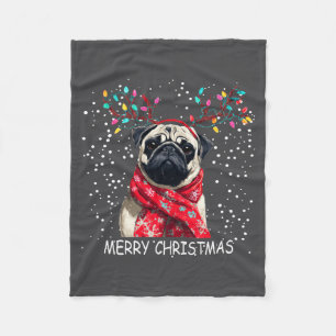 Frauen Mops Hund Weihnachten Santa Hut F Weihnacht Fleecedecke