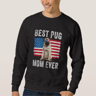 Frauen Mops Mama US amerikanische Flagge Hundebesi Sweatshirt