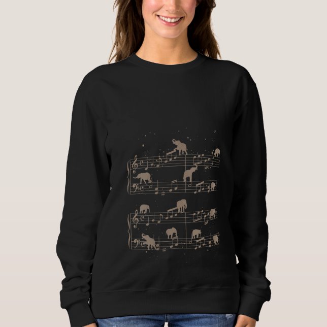 Frauen Musiknoten Elephant Sweatshirt (Vorderseite)