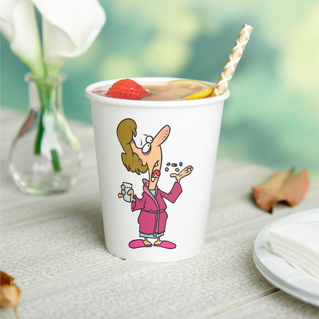 Frauen nehmen Tabletten ein Pappbecher (Von Creator hochgeladen)