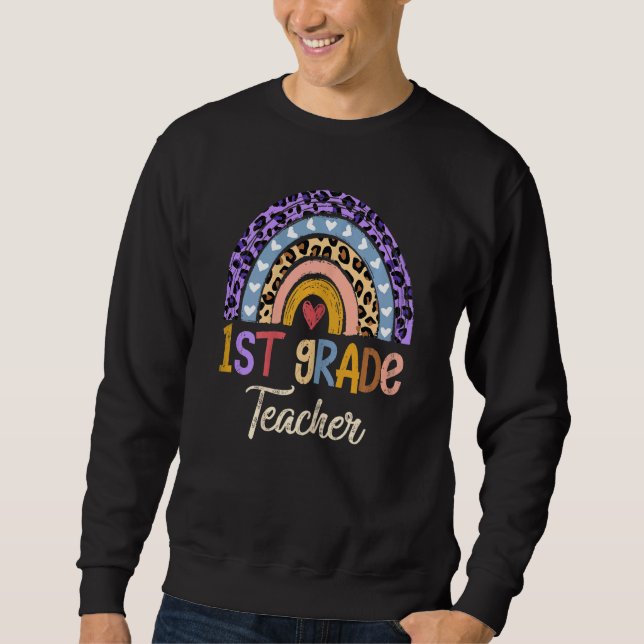 Frauen Niedlich Boho Rainbow Leopard Sweatshirt (Vorderseite)