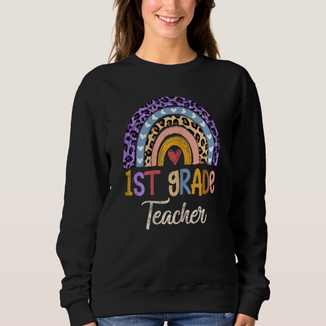 Frauen Niedlich Boho Rainbow Leopard Sweatshirt (Vorderseite)