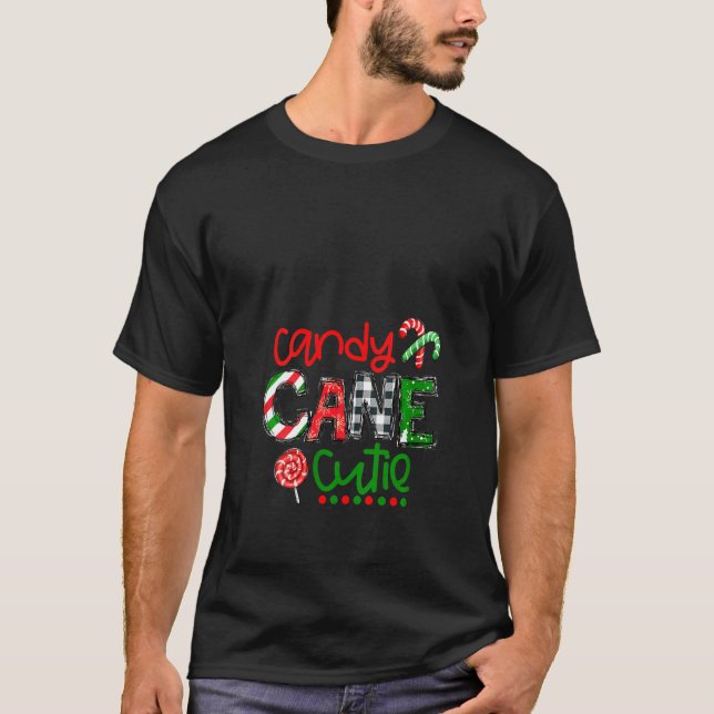 Frauen Niedlich Cane Candy Weihnachten T-Shirt (Vorderseite)