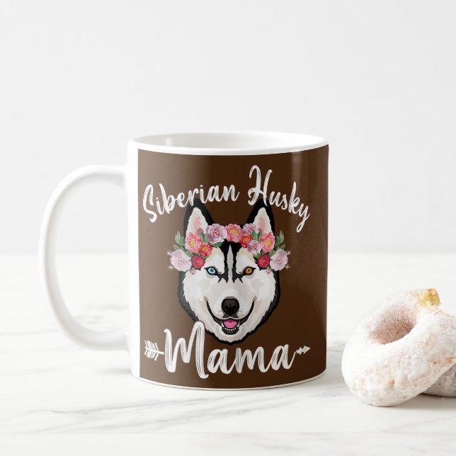 Frauen Niedlich Hunde Mama Muttertag Sibirischer H Kaffeetasse (Mit Donut)