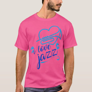 Frauen Niedlich I Liebe Jazz Heart Trumpet Jazz Mu T-Shirt