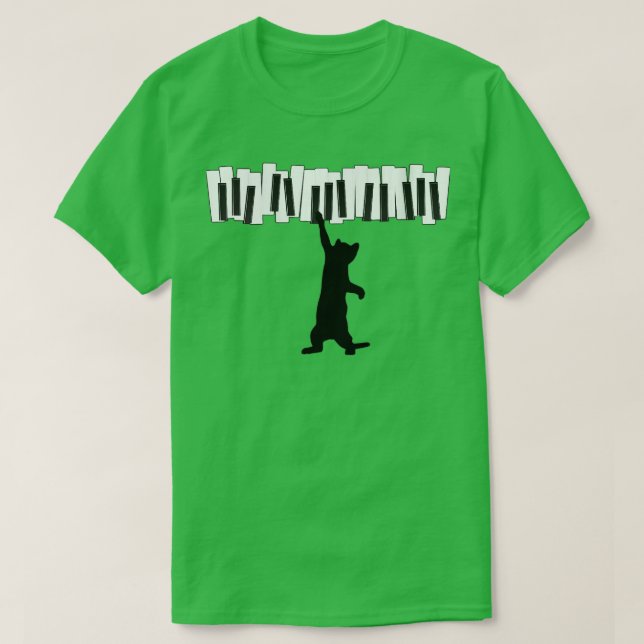Frauen Niedlich Katzenkätzchen Klavierspielen Note T-Shirt (Design vorne)