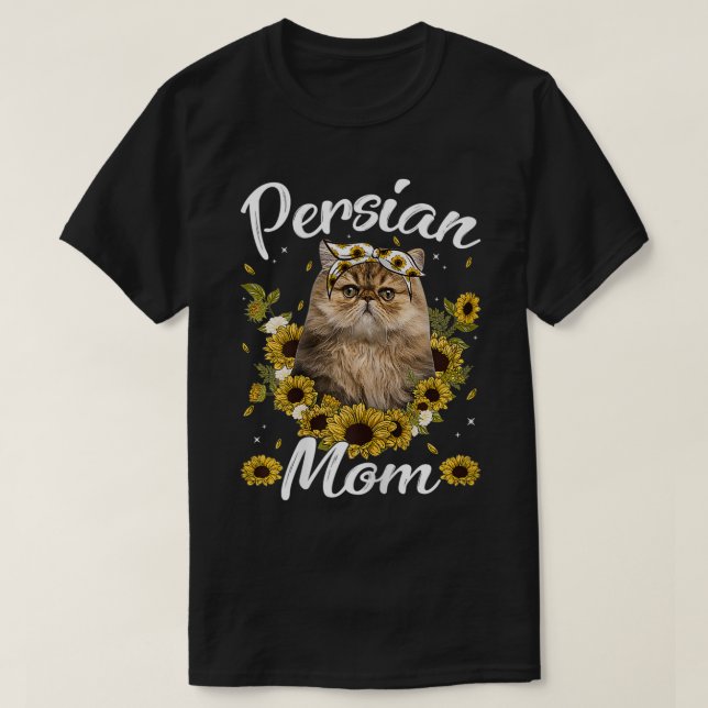 Frauen Niedlich persische Mama Sonnenblumen Kat Ma T-Shirt (Design vorne)