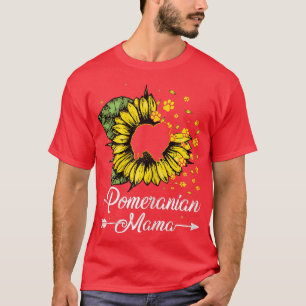 Frauen Niedlich Spitz Mama Sunflower Hund Mama Mot T-Shirt