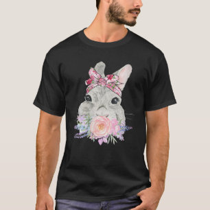Frauen Niedliche Bunny Face Pink Blues Bandana Blu T-Shirt