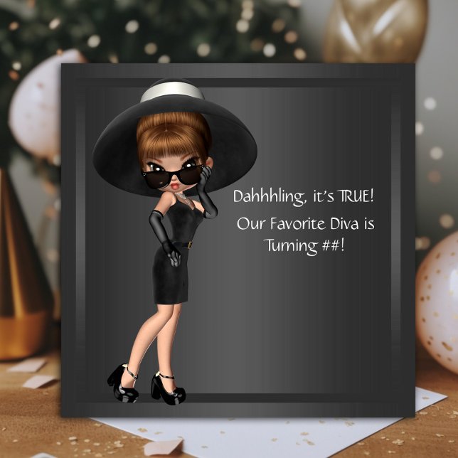 Frauen Niedliche Diva Geburtstagspartei Einladung (Cute diva any occasion invitation. You can change all text font style and wording as needed.)