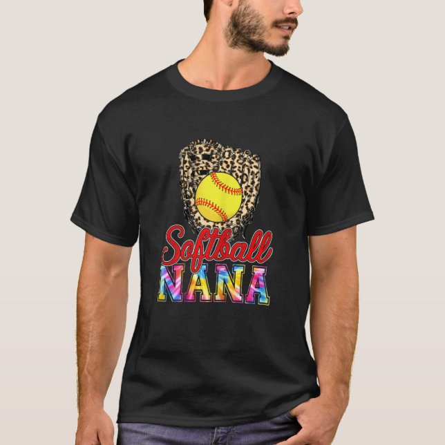 Frauen Niedliche Gefärbte Krawatte Softball Nana L T-Shirt (Vorderseite)