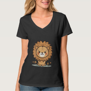 Frauen, Niedliche Kinderlion über Löwenkinder und T-Shirt
