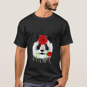 Frauen Niedliche Rote Rose Panda Animal Graphic (I T-Shirt