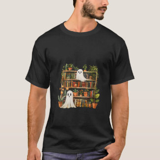 Frauen Niedliches Librarian Spooky Ghost Bookshelv T-Shirt