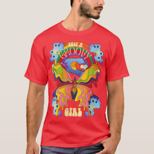 Frauen Nur ein groovy Mädchen Retro-Regenbogen-Sch T-Shirt